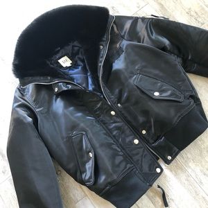 gap faux fur bomber jacket